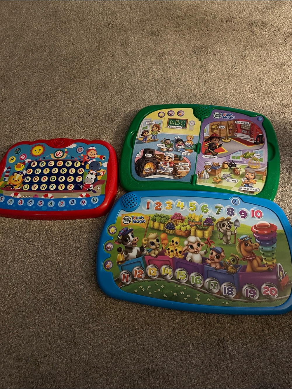 Interactive Kids Learning Tablet Set - Blue, Green & Red